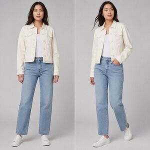 Gap‎ 1969 Womens White Denim Trucker Jacket Cream Small
